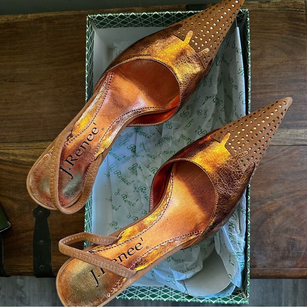 Angelina Copper Heels with Brogue Detailing